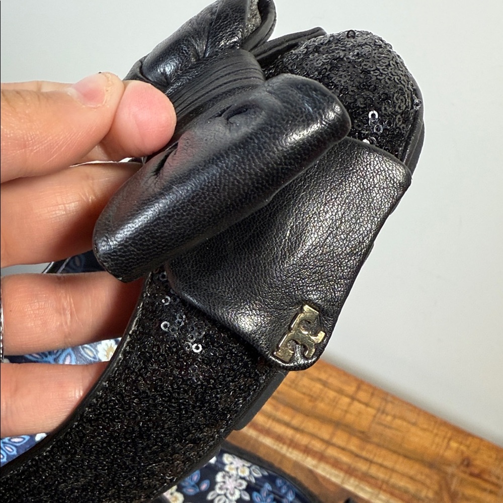 Tory Burch Black Sequin Bow Women's Shoes, Size 8.5 - Picture 3 of 7
